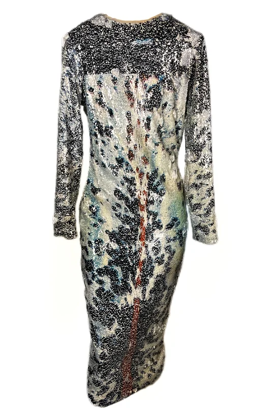 Reflective Sequin Long Sleeve Dress