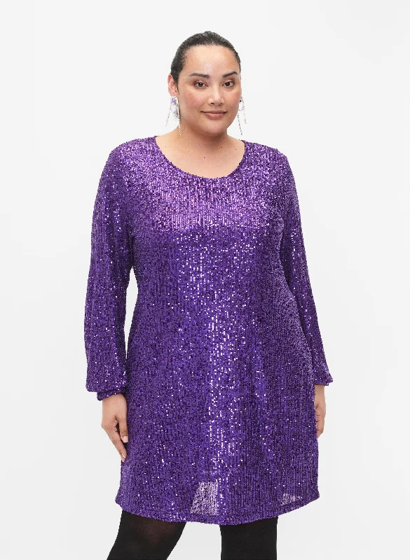 Zizzi Sequin Dress in Purple