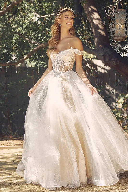 Celestial Bridal's Ethereal Tulle Gown: Off-the-Shoulder Elegance for Your Special Day