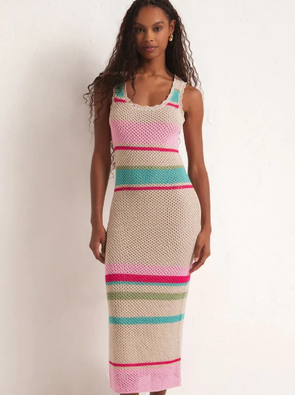 Ibiza Stripe Sweater Dress - Natural