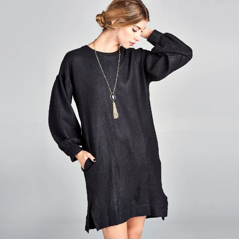 Puff Sleeve Sweater Dress